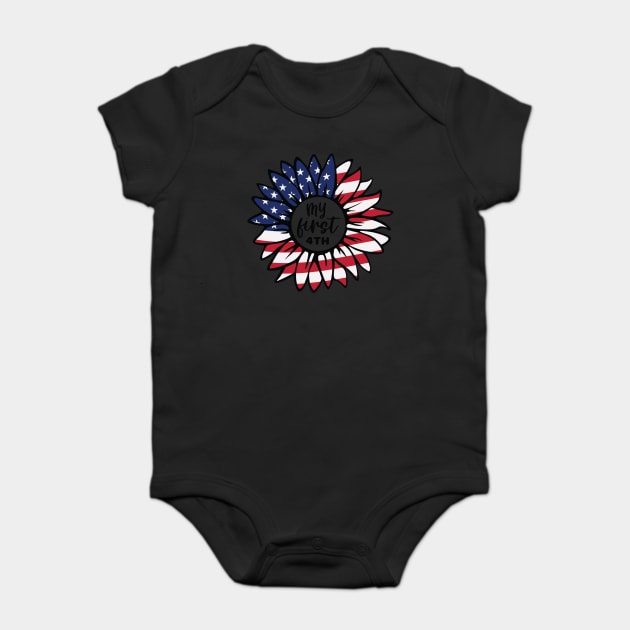 My First 4th Sunflower Baby Bodysuit by The WYLD Tribe